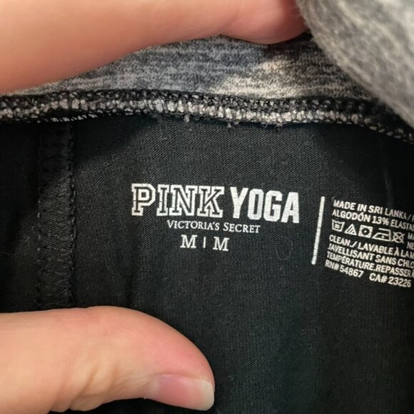PINK YOGA VS PINK VICTORIA'S SECRET Foldover Yoga Leggings Black Gray Spellout M - Picture 6 of 11